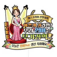 비비드레인 생신 생일 케이크토퍼, C48-미남미녀 엄마, 1개