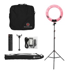대한 유튜브 1인 방송 촬영 조명 링라이트 45.72cm + 슈퍼 스탠드 거치대 + 삼각대 가방 세트, DH-RL18(핑크), 1세트