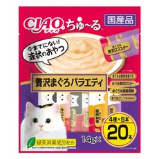 INABA CIAO 啾嚕 肉泥 20條, 鮪魚 + 奢華鮪魚&鮪魚 + 豪華龍蝦&鮪魚 + 日本真鯛&鮪魚 + 海膽 + 鰹魚 + 雞肉, 280g, 1袋
