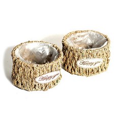 Garden in the City 藤編燈心草圓形格子籃 中, 單一顏色, 2個