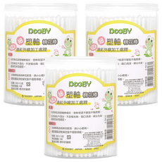 DOOBY 大眼蛙 抗菌塑軸棉棒 細 遠紅外線加工處理, 260支, 3罐