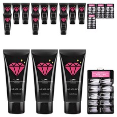 Go Go Blanc Nail Extension Polygel 45ml 套組, Polygel clear + clear pink + white + extension tip stiletto 100p + 3 種組件, 5組