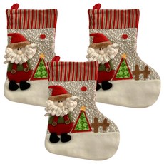 21.5 雪花條紋布聖誕襪, 3組