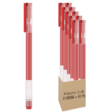 Xiaomi 小米 巨能寫中性筆 10個裝, 紅色, 1組
