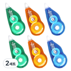 DADA 大容量高CP值修正帶 8m 3款 x 2入組, 2套, 藍色 + 橘色 + 綠色