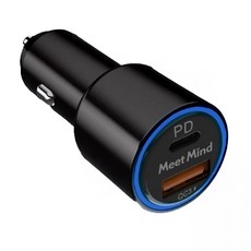 Meet Mind 鋁合金車用快充 PD QC3.0 36W總功率 Type-C USB 雙口設計, PC100