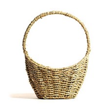 Garden in the City 藤編王莞草唇形橢圓籃, 單一顏色, 1個