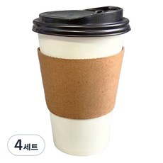 생활을그리다 무인쇄 종이컵 390ml + 블랙 ps 뚜껑 + 무지 홀더 세트, 50개, 4세트