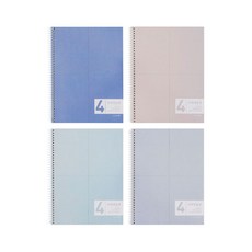 Morning Glory 4格數學練習本 4組, 灰色、綠色、藍色、粉色, 1套