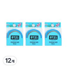 라인프렌즈 BT21 마스킹테이프 15mm, 쿠키, 12개