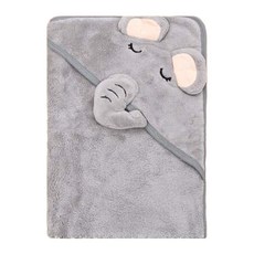 Vanibaby 兒童斗篷浴巾 85%滌綸15%錦綸 80*80 cm, 灰色 小象 連帽浴巾, 1個