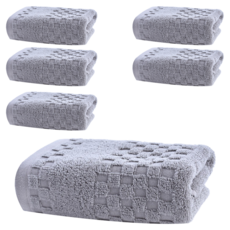 小麥購物 純棉浴巾格紋款 C108, 古典灰, 6條