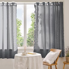 The Zari 打孔式遮光窗簾 2入組, Wrinkle Charcoal