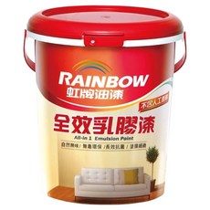 RAINBOW 虹牌油漆 全效乳膠漆 平光 458 竹綠 4.55L，環保無毒，色彩持久，輕鬆打造理想居家風格, 1桶