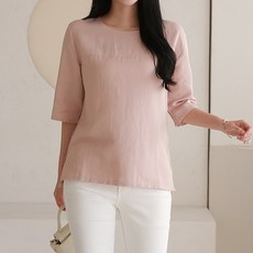 르베리나 여성용 라운드넥 뒷집업 블라우스