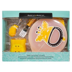 MARCUS&MARCUS 動物樂園用餐訓練學習禮盒組 適用年齡12個月以上, 長頸鹿 黃色, 吸盤碗 + 叉匙組, 1組