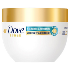 Dove 多芬 胺基酸水潤修護髮膜 深層滋養 改善毛躁分叉 重現水潤光澤, 260g, 1罐