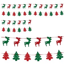 聖誕造型布旗拉串, 綠色 + 紅色, 4組