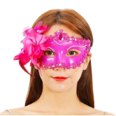 Partybok.com 威尼斯花朵蝴蝶面具, 2 粉紅色(ROMK78602)