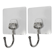 Easy 易立家 超級黏膠無痕掛勾 大單勾 免釘免鑽 防水防鏽 耐用持久, 透明色, 2個