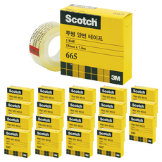 3M Scotch 透明雙面膠帶 665 補充包 18mm x 7.6m, 單一顏色, 20個