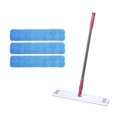aclean 拖把清潔器 白色粉色 60公分 + 超細纖維墊 3片, 1套