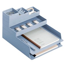 NUSIGN 桌上型收納盒 6入 5件組 NS001, 牛奶藍, 1套
