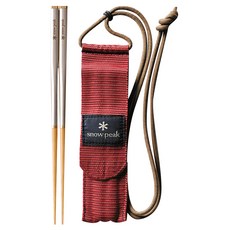 snow peak 雪諾必克 和武器組合筷 方形 M, 筷子 8 x 8 x 205mm + 收納袋 38 x 143mm, 紅色, 1個