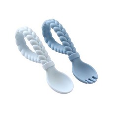itzy ritzy 編織造型矽膠湯匙組, 天使藍, 湯匙, 2個