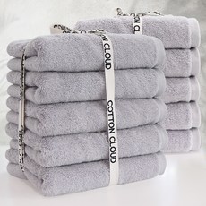 COTTON CLOUD 40支精梳棉飯店毛巾 220g, 10條, 淺灰色