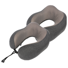 Baegot 國際記憶海綿頸枕+收納袋+遮光眼罩套裝, 深灰色, 2個