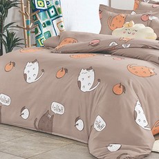台灣製 舒柔棉床包枕套組, 床包 + 枕套 2個, 加大, 龍貓日記