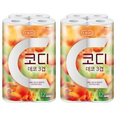 CODI 3層印花捲筒衛生紙, 27m, 12入, 2個