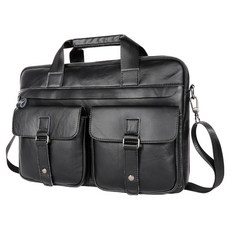 LIKEHOUSE 真皮頭層牛皮多口袋男士公事包電腦包手提包男包 LB819, 黑色, 1個