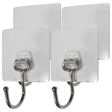 Easy 易立家 超級黏膠無痕掛勾 大單勾, 免釘免鑽 防水防鏽 耐用持久, 4個