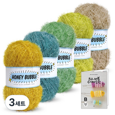 Knitt 蜂蜜泡泡菜瓜布毛線 90g x 5p + 9種菜瓜布圖案組, 05 自然色 B系列, 3套