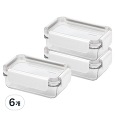 글라스락 리프젠 직사각 밀폐용기 화이트, 6개, 300ml