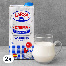 라르사 휘핑크림 35.1%, 1L, 2개
