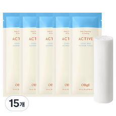 오브제 액티브 쿨 데오 샤워 티슈, 24g, 15개
