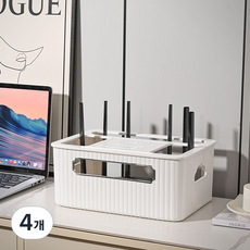 소하임 공유기 셋톱박스 정리함 1단, 화이트, 4개