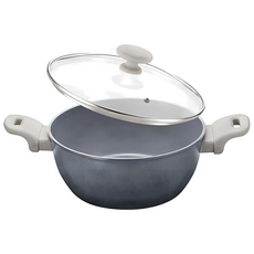 Kinyo IH陶瓷塗層雙耳湯鍋 含蓋 PO1147, 24cm, 灰色, 1個