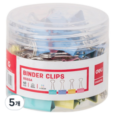 델리 강력고정 더블클립 컬러 사무용 5호 19mm, 5개, 40개입, 소