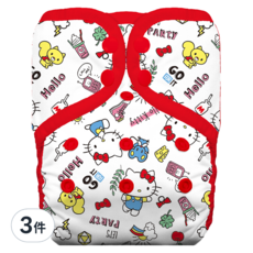 THiRSTiES 有機棉壓扣成長型口袋式布尿布 SANRIO聯名款 (4-18公斤 0-36個月適用), Hello Kitty My Friends, 3件