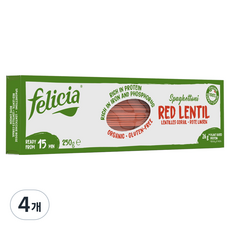 펠리시아 유기농 레드 렌틸스 스파게티, 250g, 4개