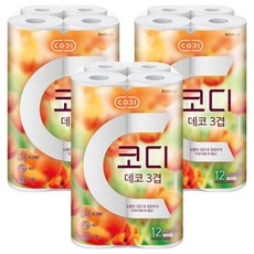 CODI 3層印花高級捲筒衛生紙, 27m, 12入, 3個