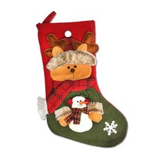 摩達客 麋鹿抱雪人聖誕襪, 耶誕紅綠系, 1個