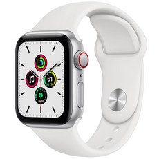 Apple 애플워치 SE, 44mm, GPS+Cellular, 알루미늄, 실버 / 화이트 스포츠 밴드