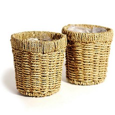 城市花園Ratan Wanggol邊圓形花盆籃1號, 單色, 2個