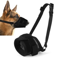 요런개 강아지 조절 가능 물림 방지 입마개 M, 01 블랙, 1개