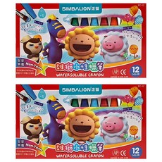 雄獅水性蠟筆12色 兒童繪畫安全無毒 可水溶性, 2入